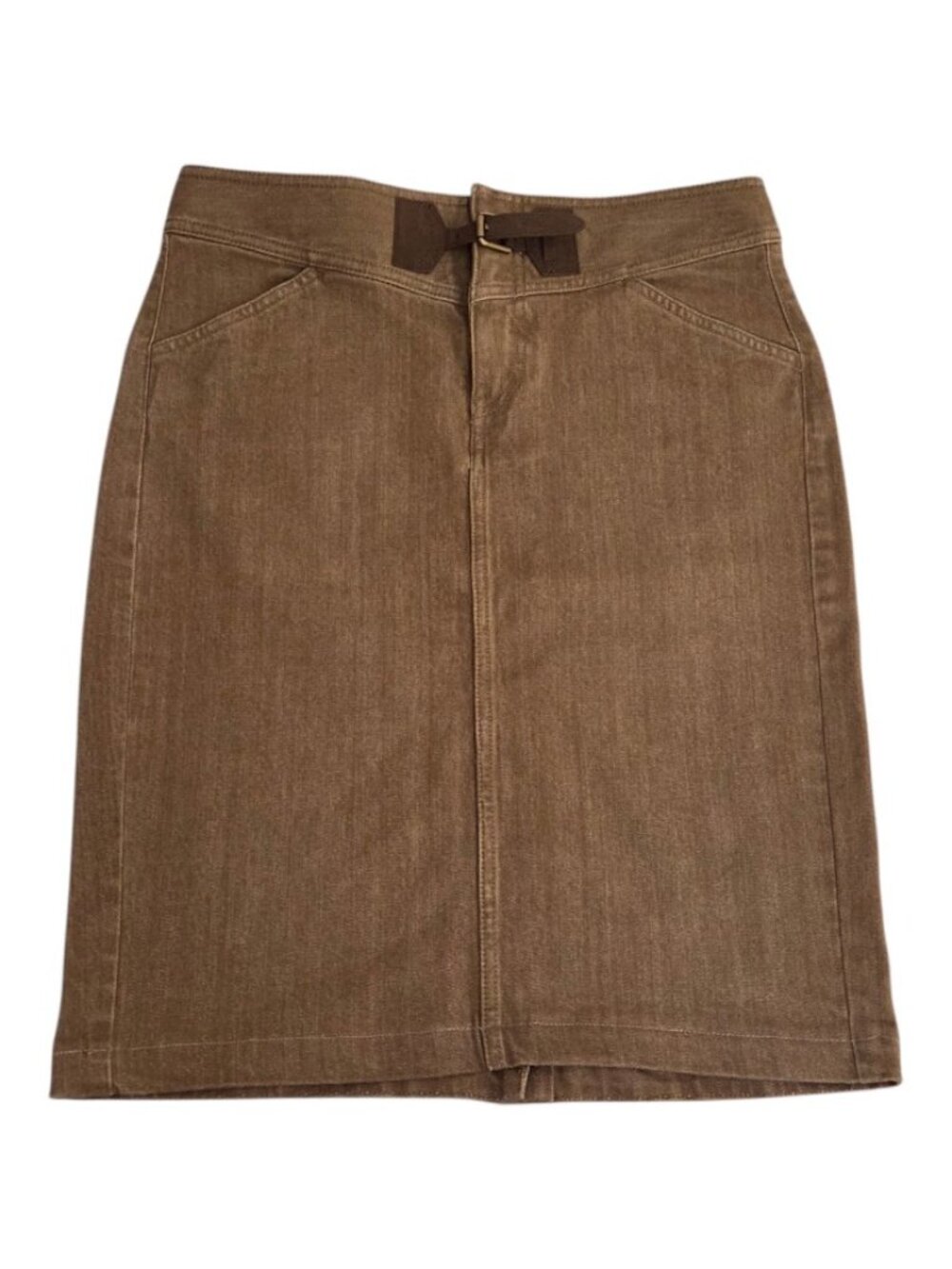 Lauren Jeans Co. Ralph Lauren Women's Brown Denim Skirt Size 2 Buckle Accent Y2K
